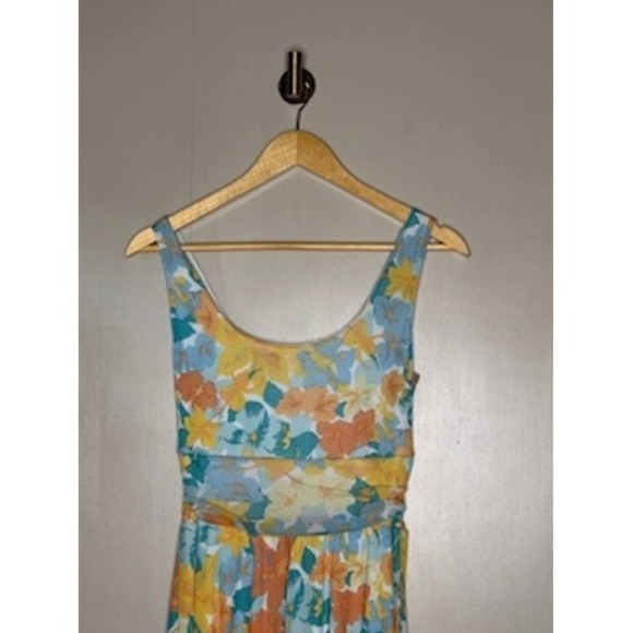 Nicole by Nicole Miller Floral Midi Dress Yellow Blue Orange Size Medium - Picture 6 of 7